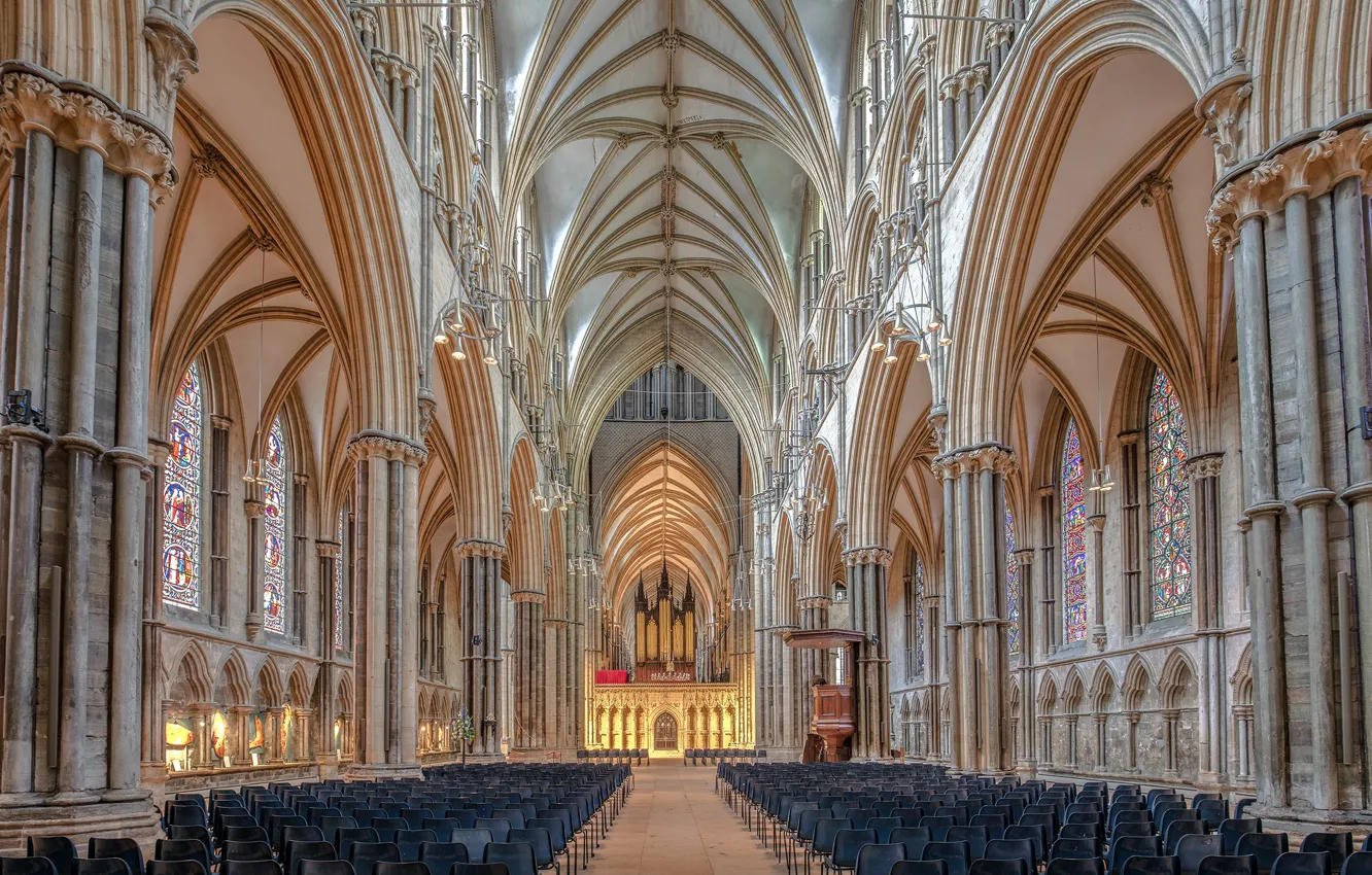Фото обои Lincoln, Англия, интерьер, England, Линкольн, Lincolnshire, Линкольншир, Lincoln Cathedral