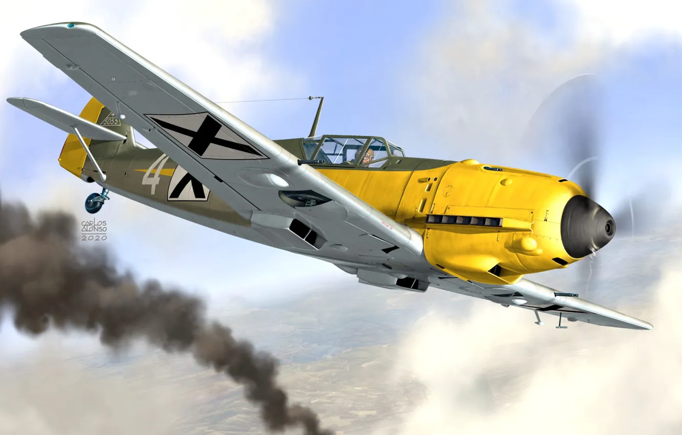 Фото обои Bf 109, Messerschmitt, Bf.109E, Боевой самолёт