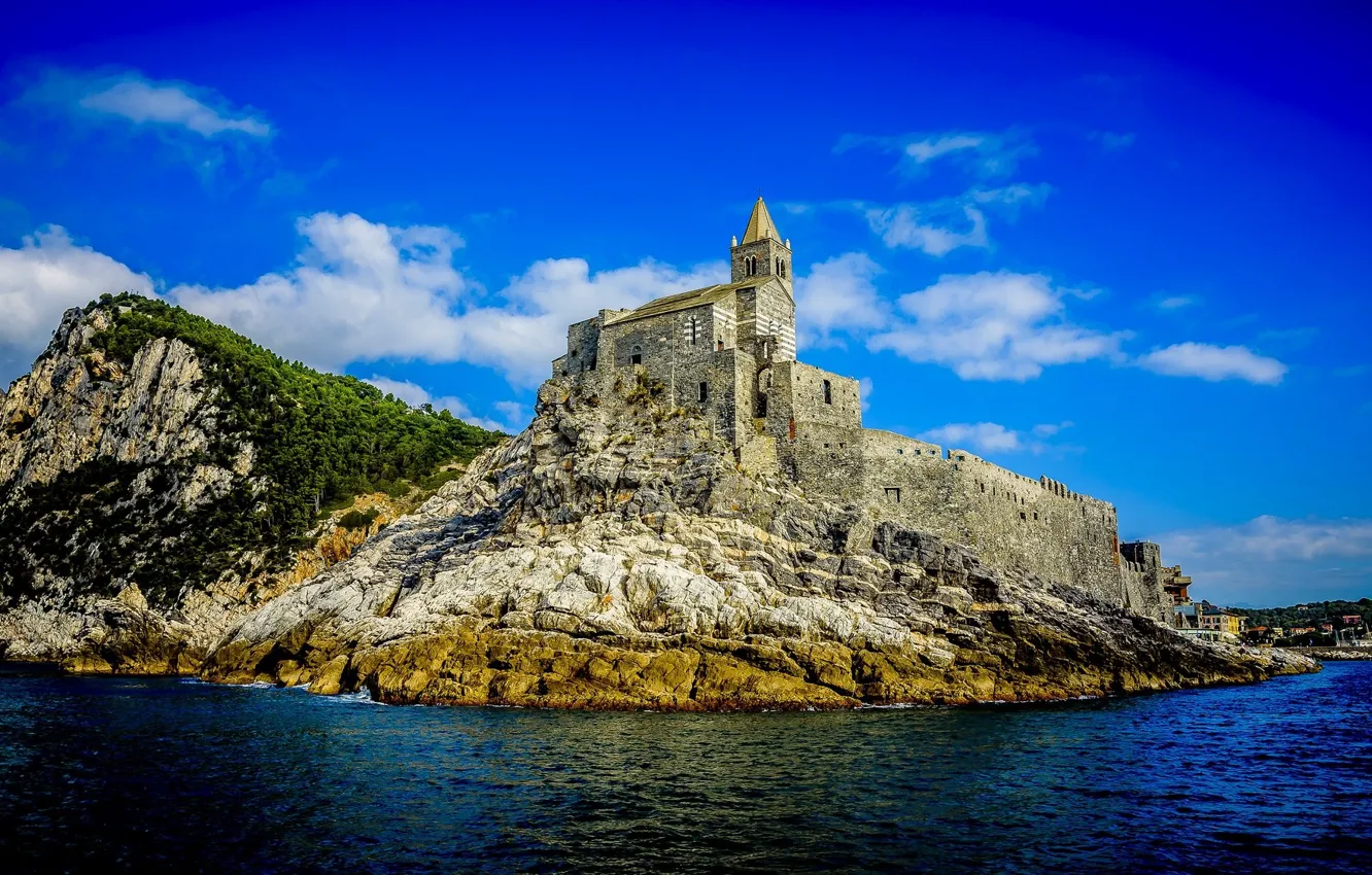 Фото обои море, замок, остров, Portovenere