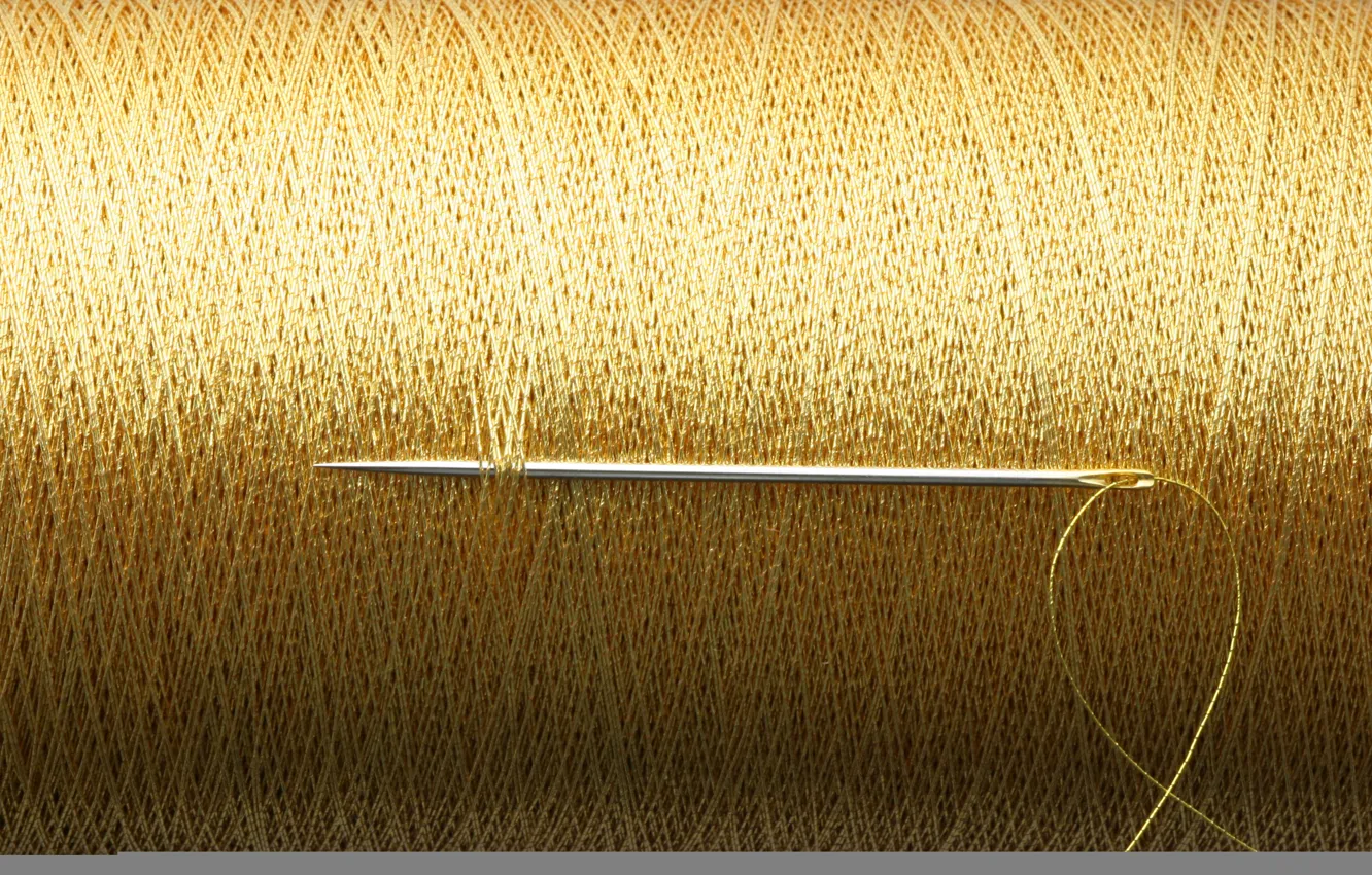 Фото обои gold, thread, needle, reel