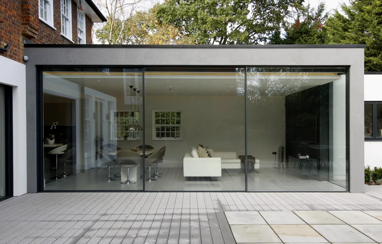 Фото обои стекло, дом, комната, вилла, интерьер, modern patio doors in London