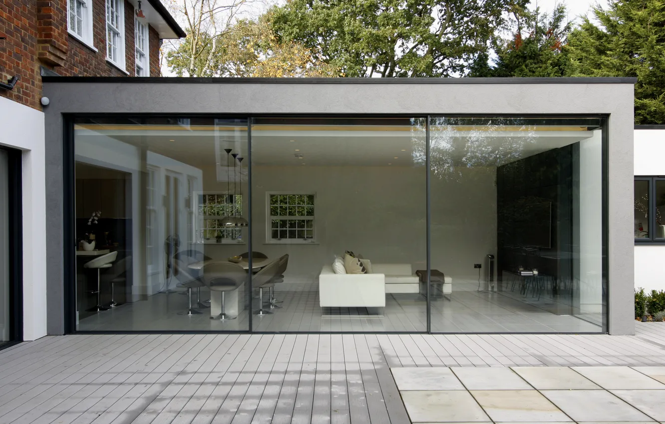 Фото обои стекло, комната, вилла, дома, интерьер, modern patio doors in London