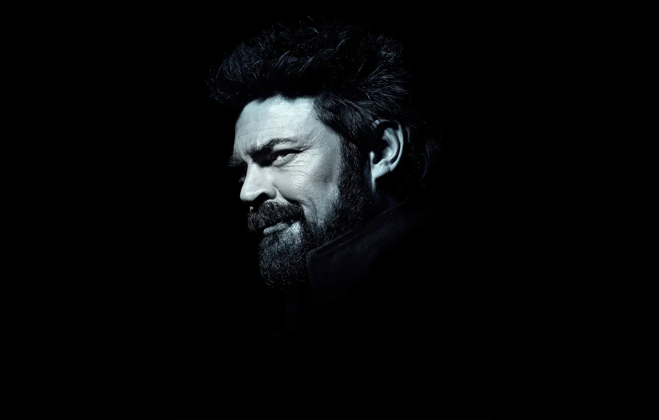 Фото обои черно-белое, сериал, черный фон, Карл Урбан, Karl Urban, Butcher, Пацаны, The Boys