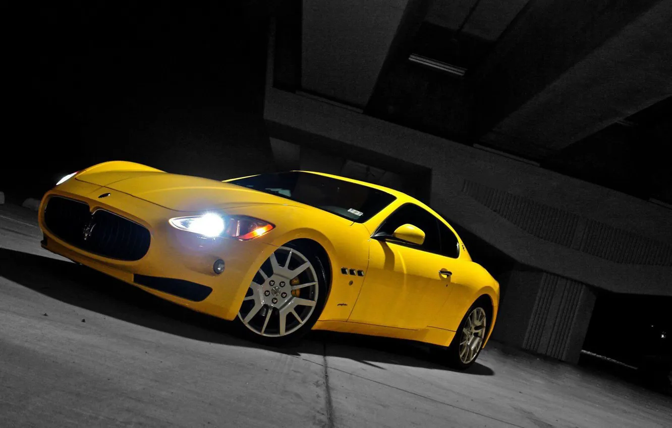 Фото обои Maserati, Yellow, Granturismo