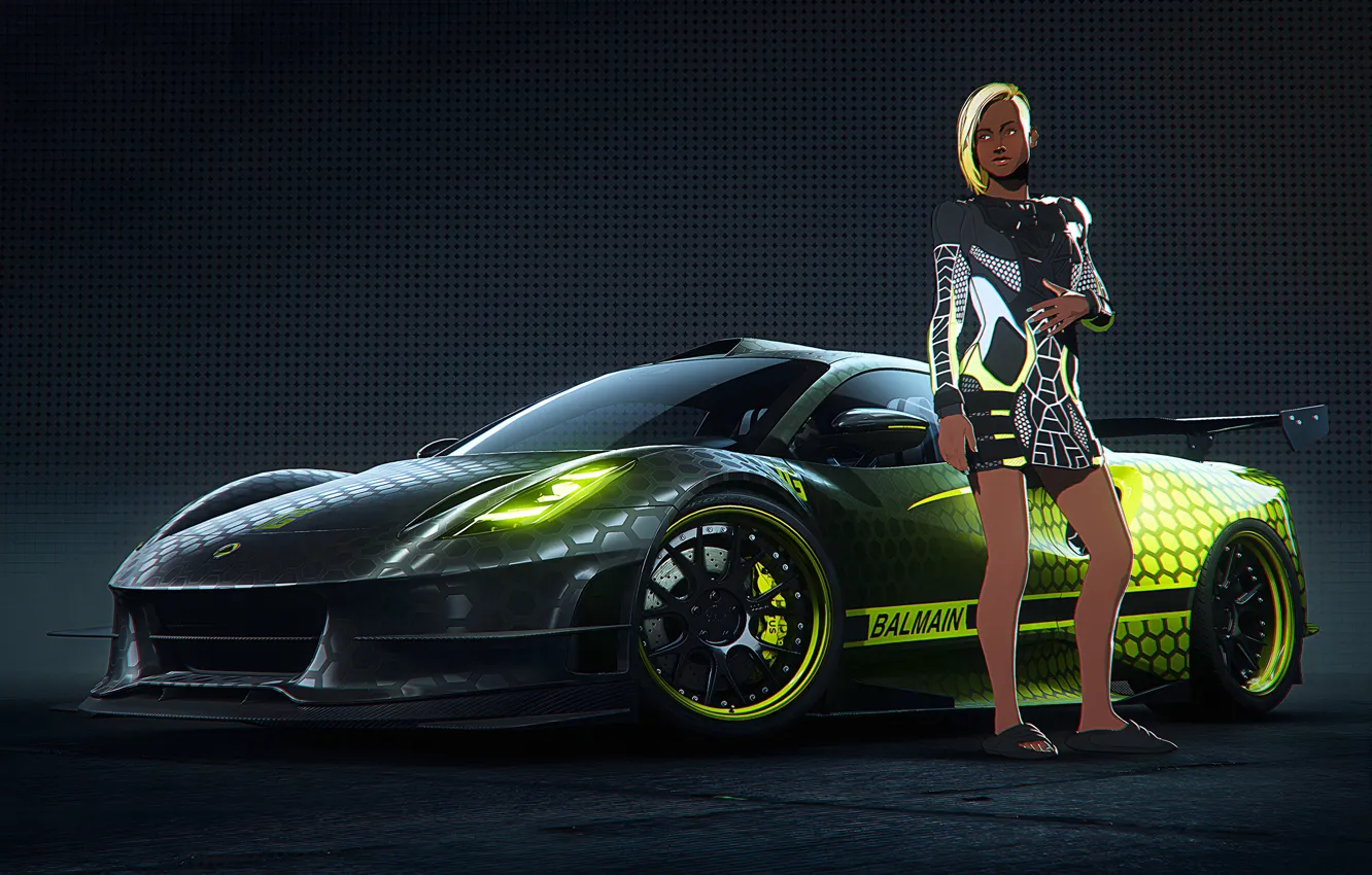 Фото обои Girl, Lotus, NFS, Art, Need For Speed, Character, Unbound, Lotus Evija