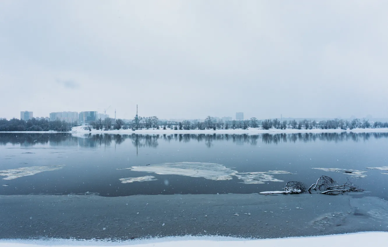 Фото обои Зима, Река, Россия, Russia, Winter, River, Холод, Cold