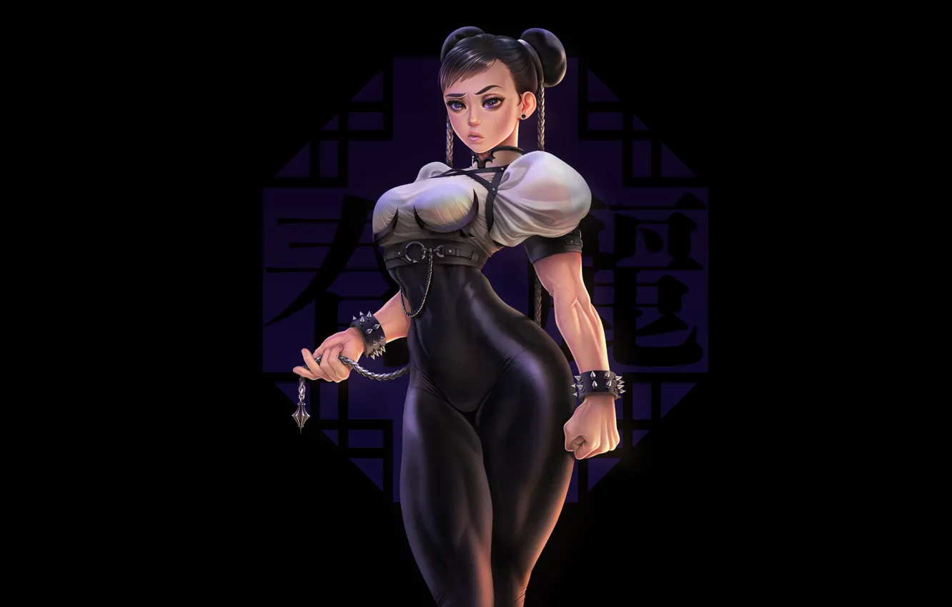 Фото обои Girl, Sexy, Asian, Background, Illustration, Street Fighter, Chun-Li, Minimalism