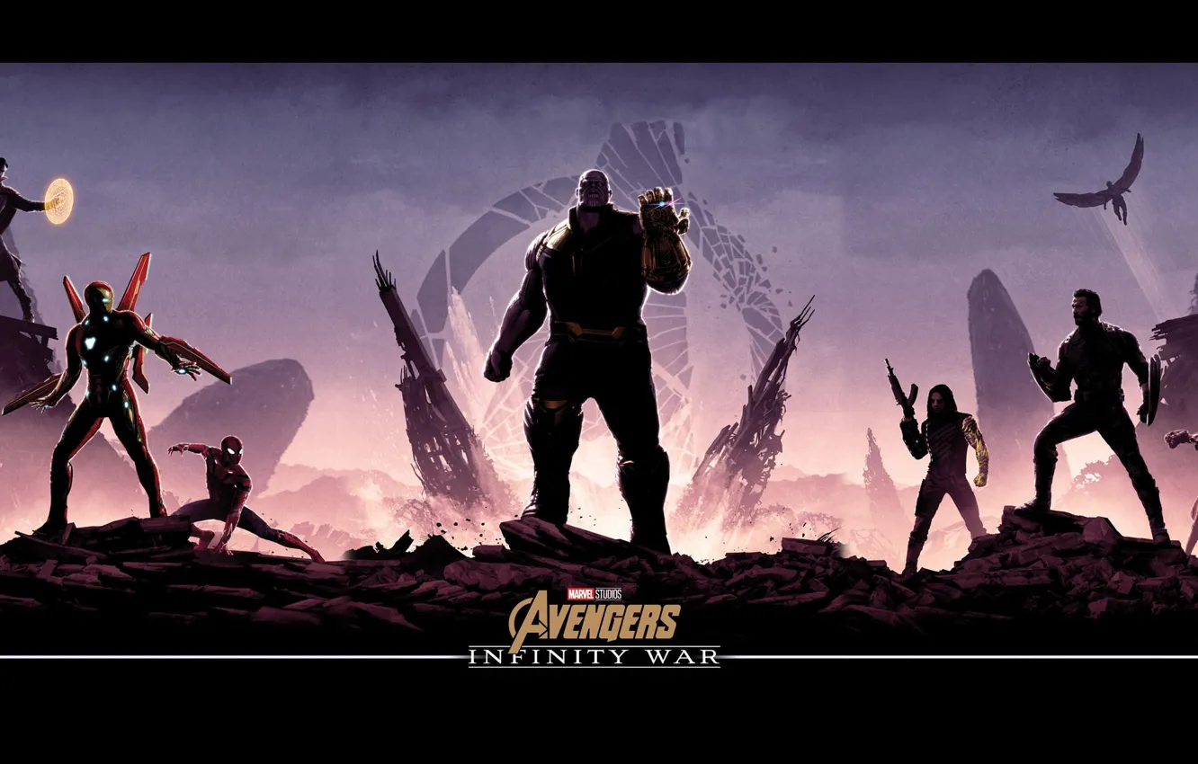 Фото обои фантастика, постер, персонажи, комикс, MARVEL, Thanos, Танос, Avengers: Infinity War