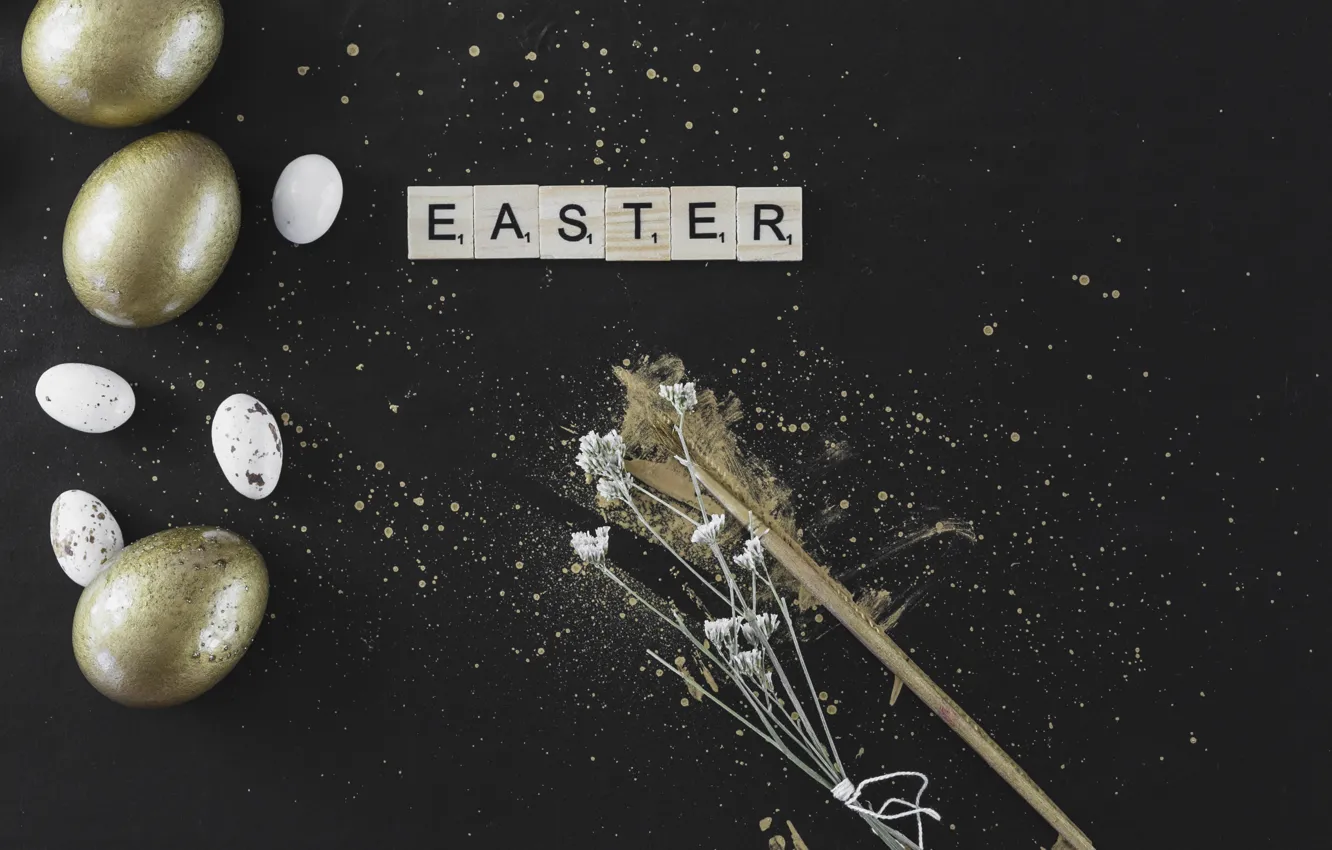 Фото обои золото, яйца, пасха, Праздник, православный праздник