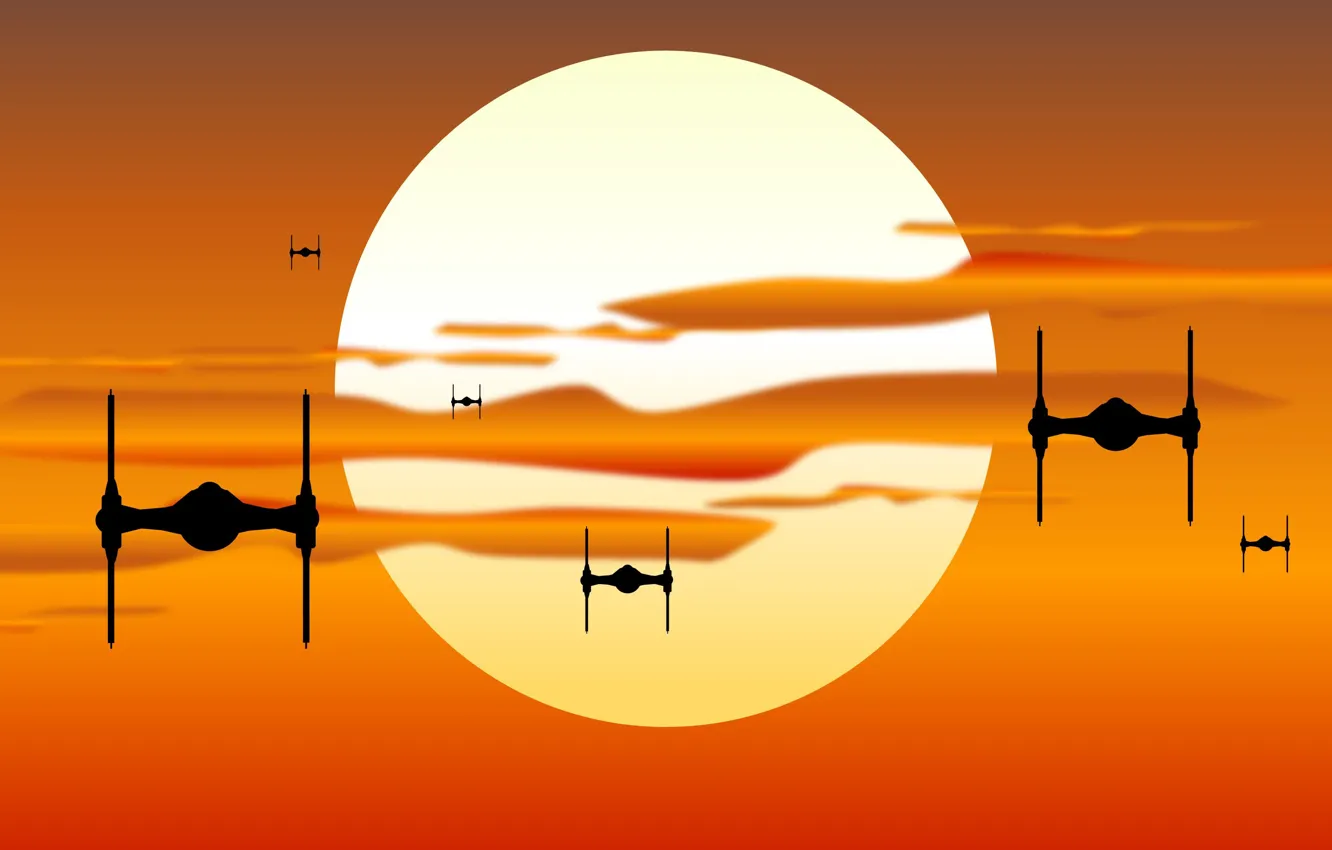 Фото обои солнце, облака, рассвет, Star Wars, Звездные войны, космические корабли