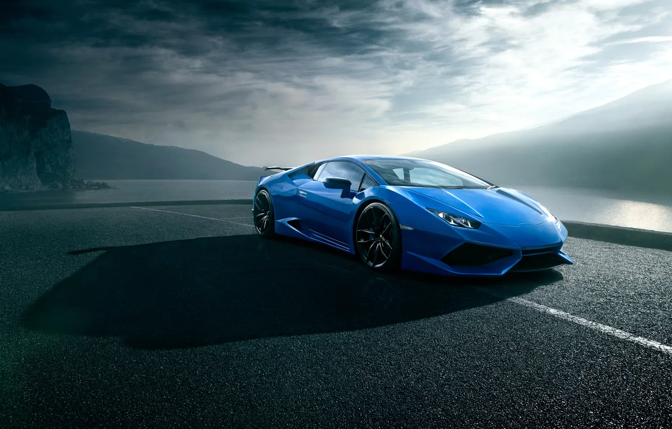 Фото обои Lamborghini, синяя, ламборгини, Novitec Torado, Huracan, хуракан