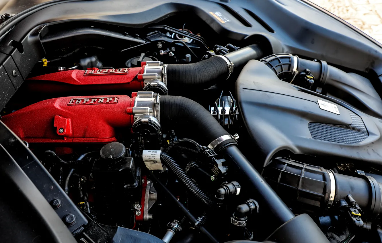 Фото обои двигатель, Ferrari, 2018, Portofino, V8, 600 л.с., 3.9 л.