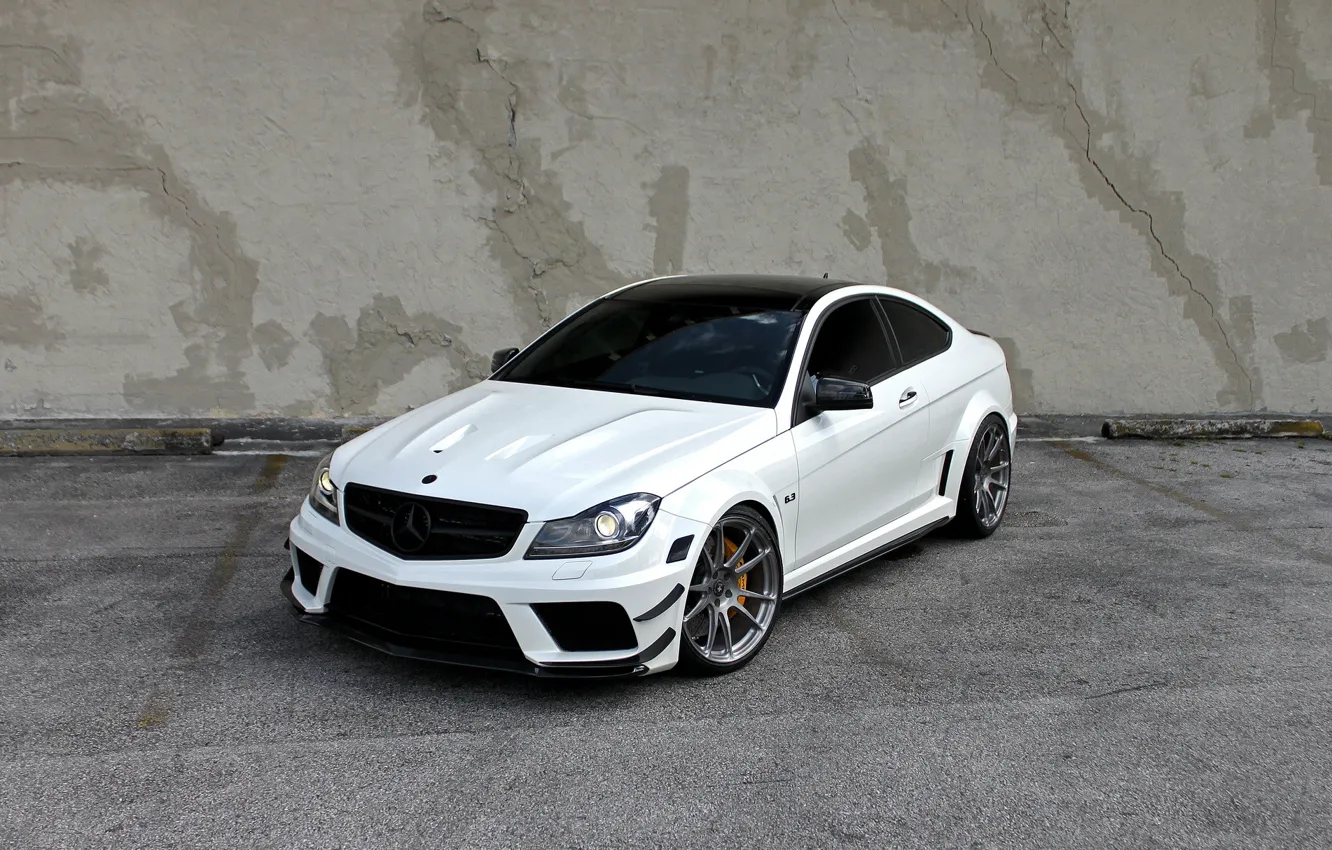 Фото обои Mercedes, AMG, Black, Series, C63, HRE Wheels