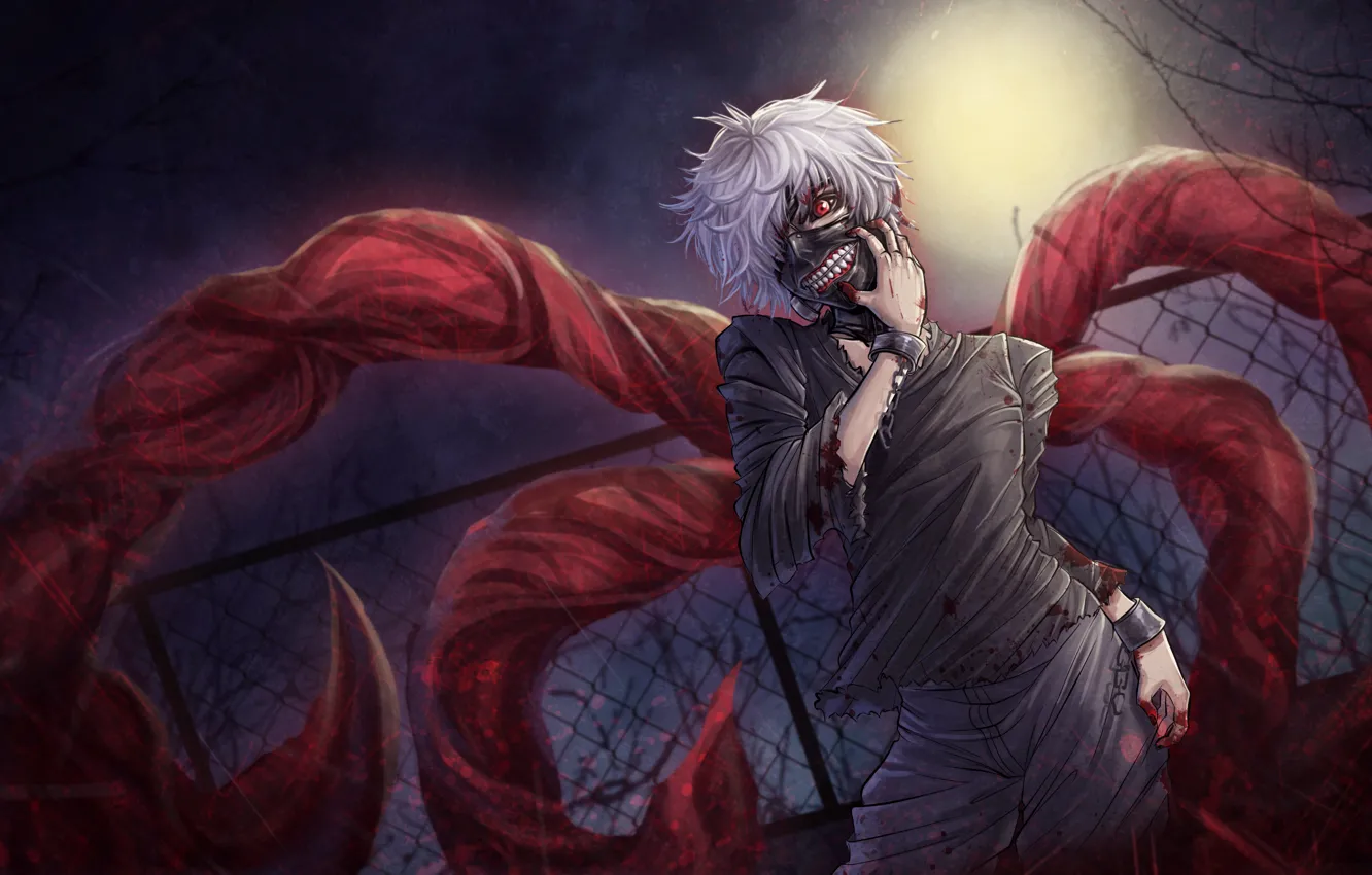 Фото обои кровь, парень, anime, Tokyo Ghoul, Kaneki Ken