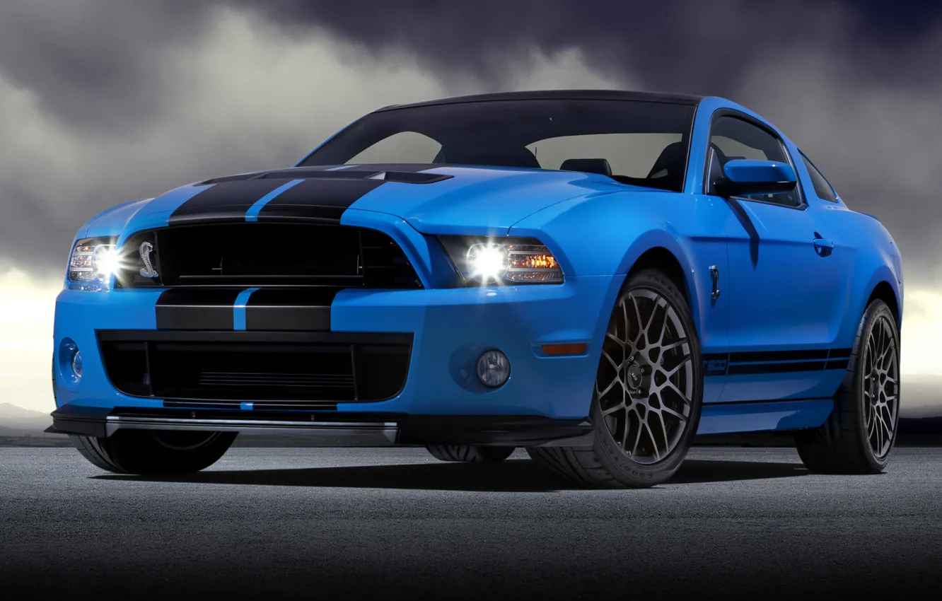 Фото обои синий, Mustang, Ford, Shelby, GT500, мустанг, форд, шелби