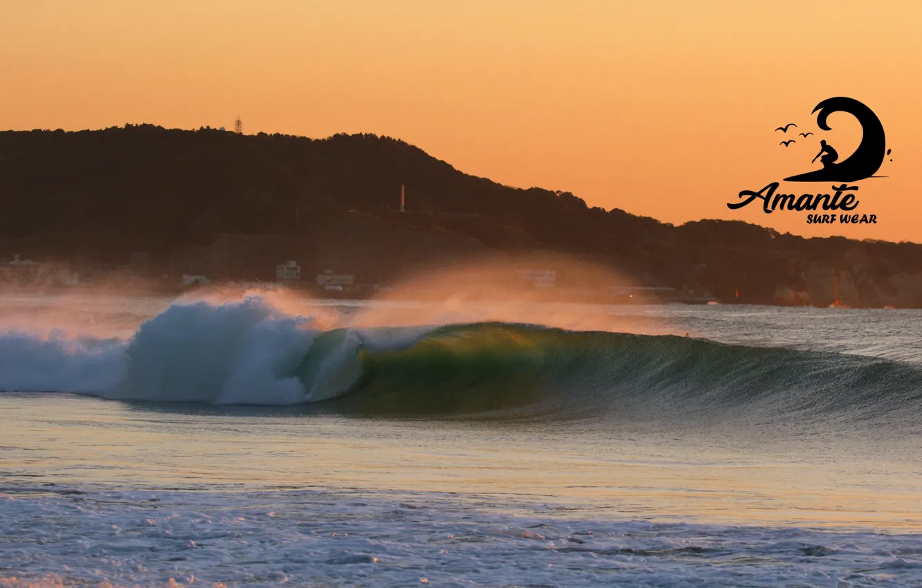 Фото обои logo, Sunset, surf, amante, onda