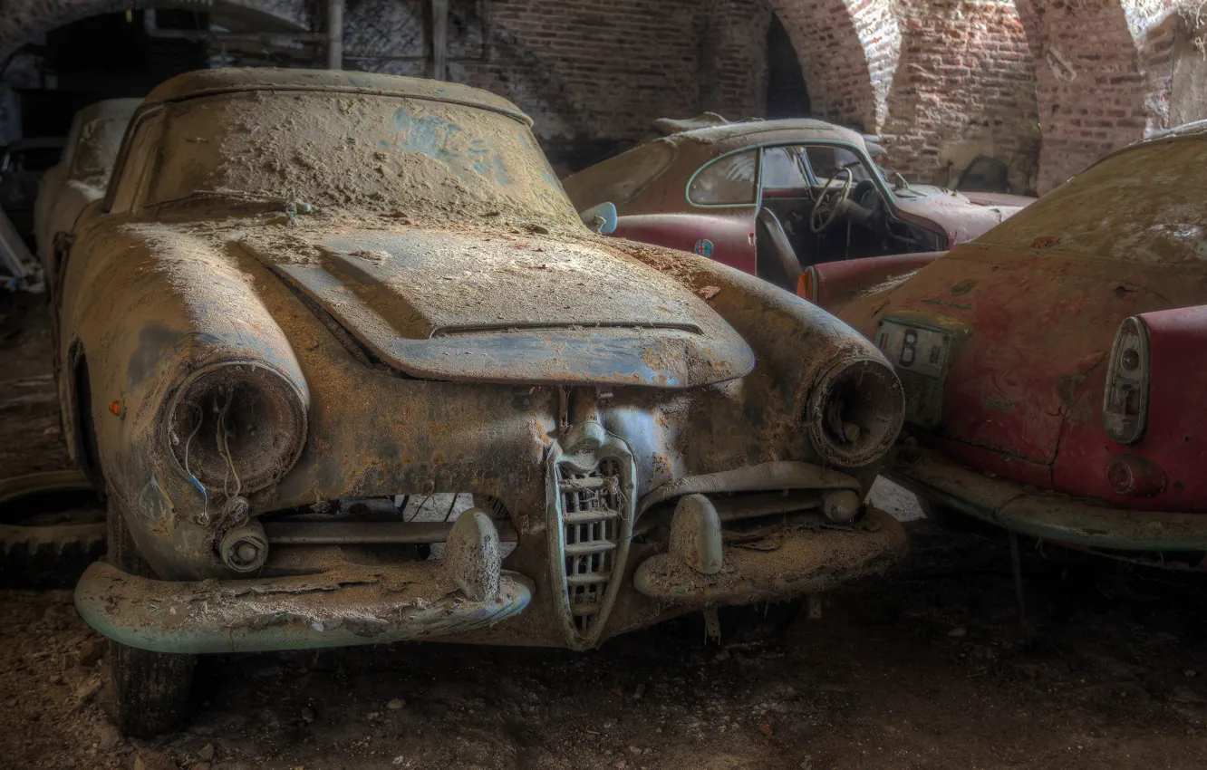 Фото обои авто, старые, пыль, свалка