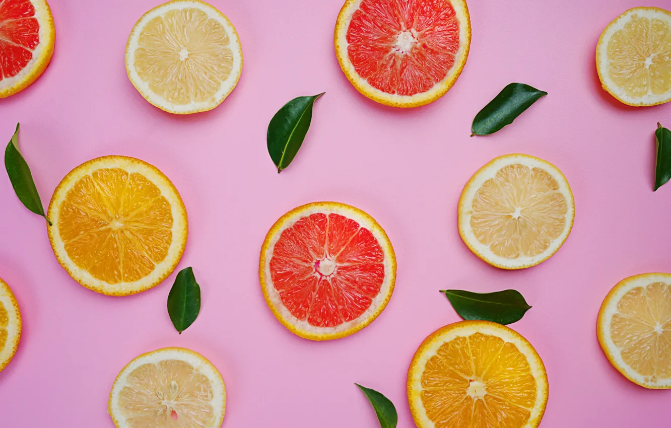 Фото обои лимон, апельсин, lemon, фрукты, ломтики, грейпфрут, fruit, orange