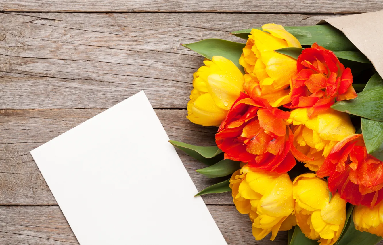 Фото обои букет, colorful, тюльпаны, yellow, flowers, tulips