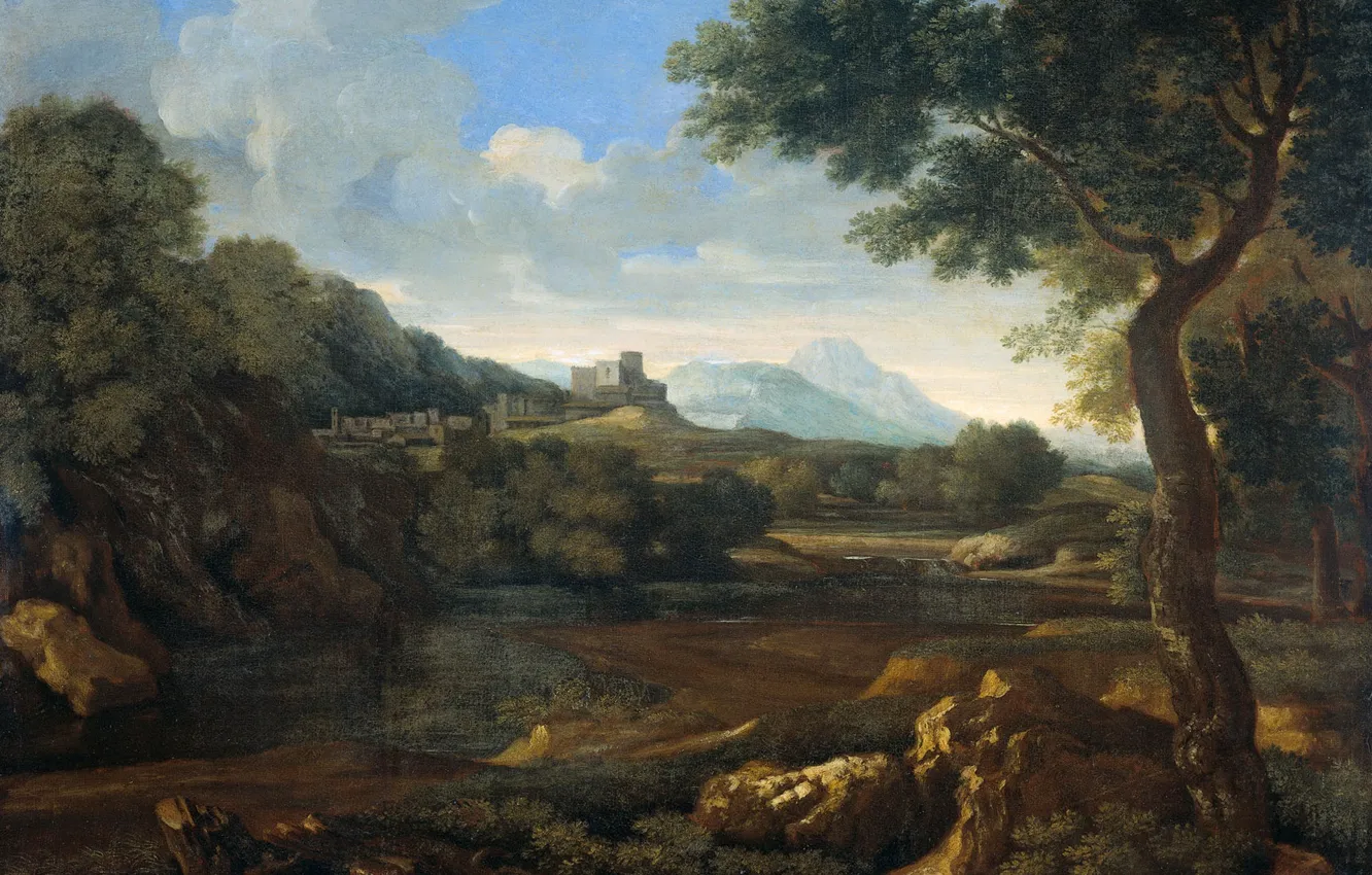 Фото обои масло, картина, Пейзаж, холст, 1645, Гаспар Дюге, Gaspard Dughet
