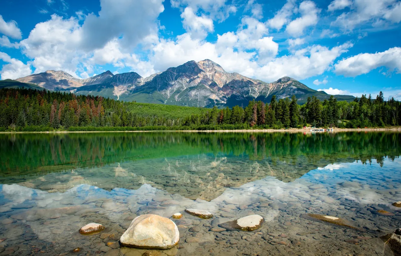 Фото обои вода, пейзаж, горы, озеро