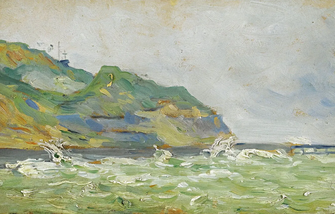Фото обои море, пейзаж, картина, 1882, Поль Синьяк, Paul Signac, Пор-ан-Бессен