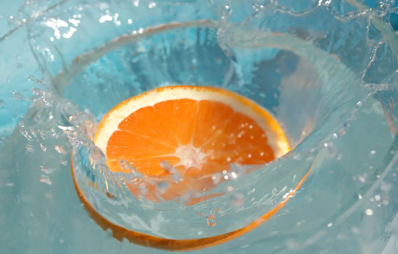 Фото обои вода, апельсин, фрукт