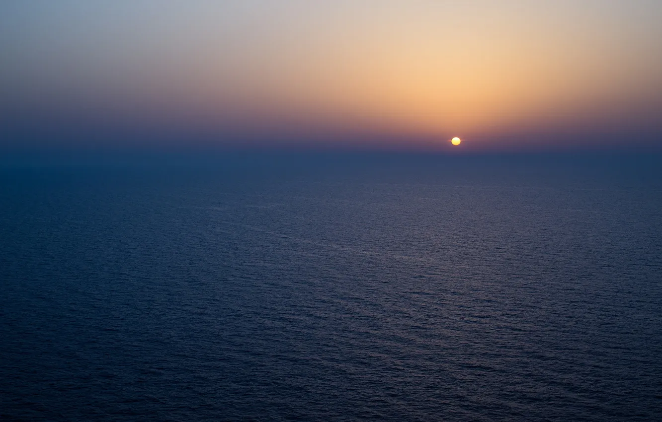 Фото обои море, восход, горизонт, бесконечность