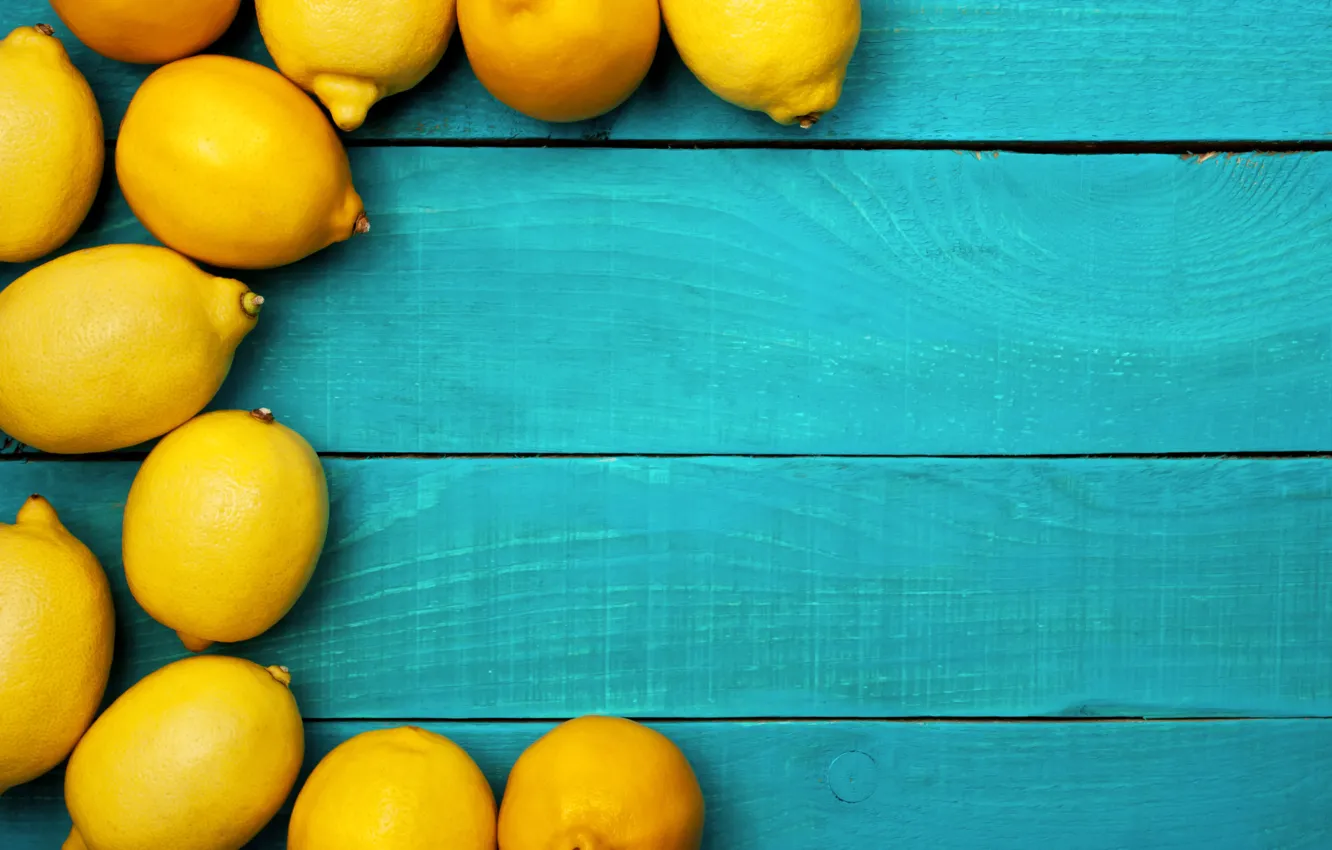 Фото обои желтый, лимон, цитрус, голубой фон
