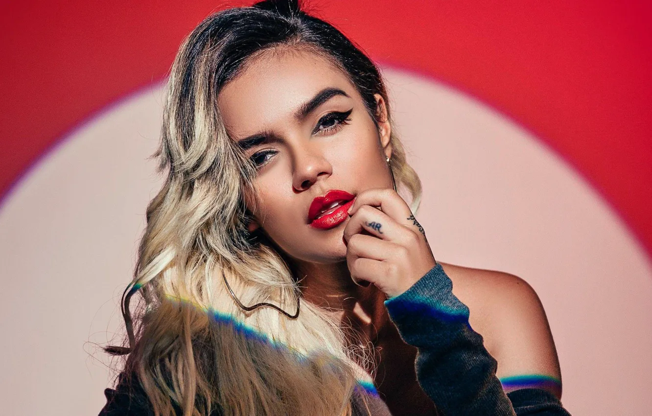 Фото обои music, girl, lips, singer, blonde, pop star, reggaeton, Karol G