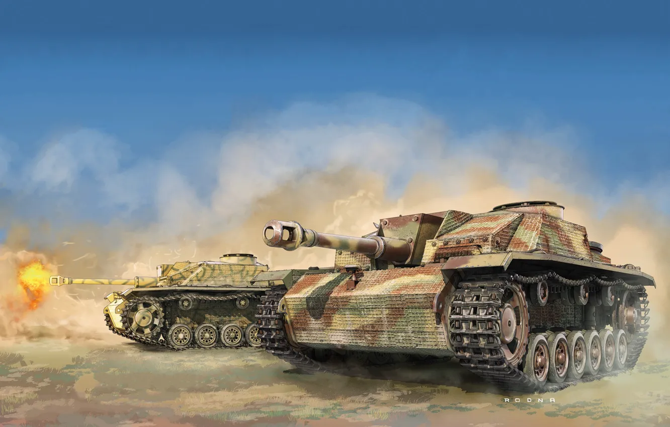 Фото обои Германия, Sturmgeschütz III, StuG III Ausf. G, Штурмовое орудие, Sturmhaubitze 42, StuH 42