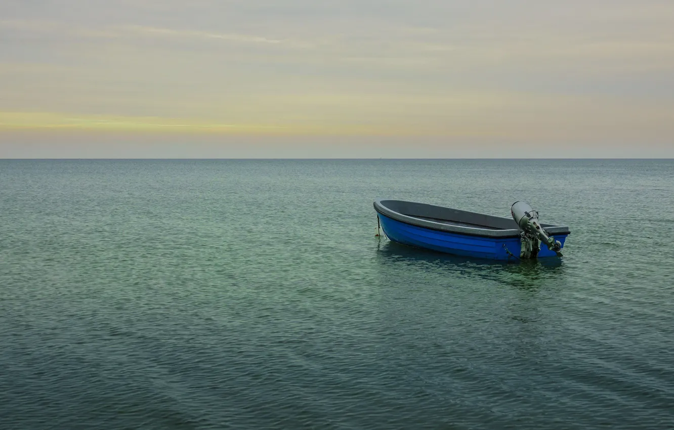 Фото обои sea, seascape, horizon, boat, ocen
