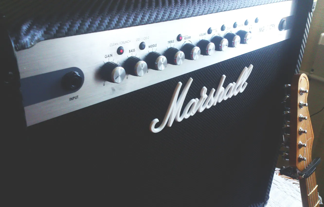 Фото обои гитара, guitar, marshall, маршал, FENDER STRATOCASTER, Amplifier, Комбоусилитель