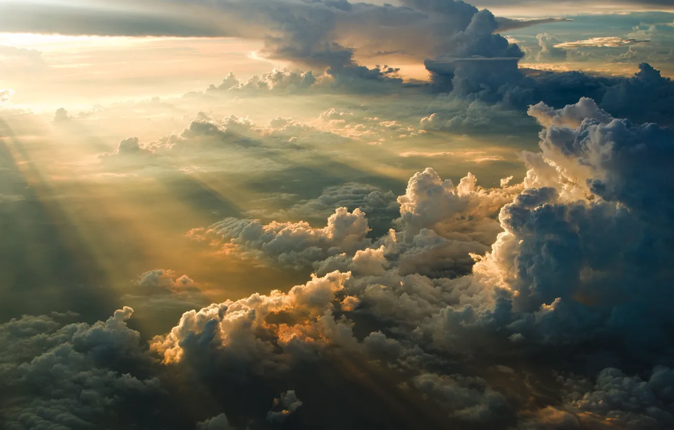 Фото обои облака, восход, высота, утро