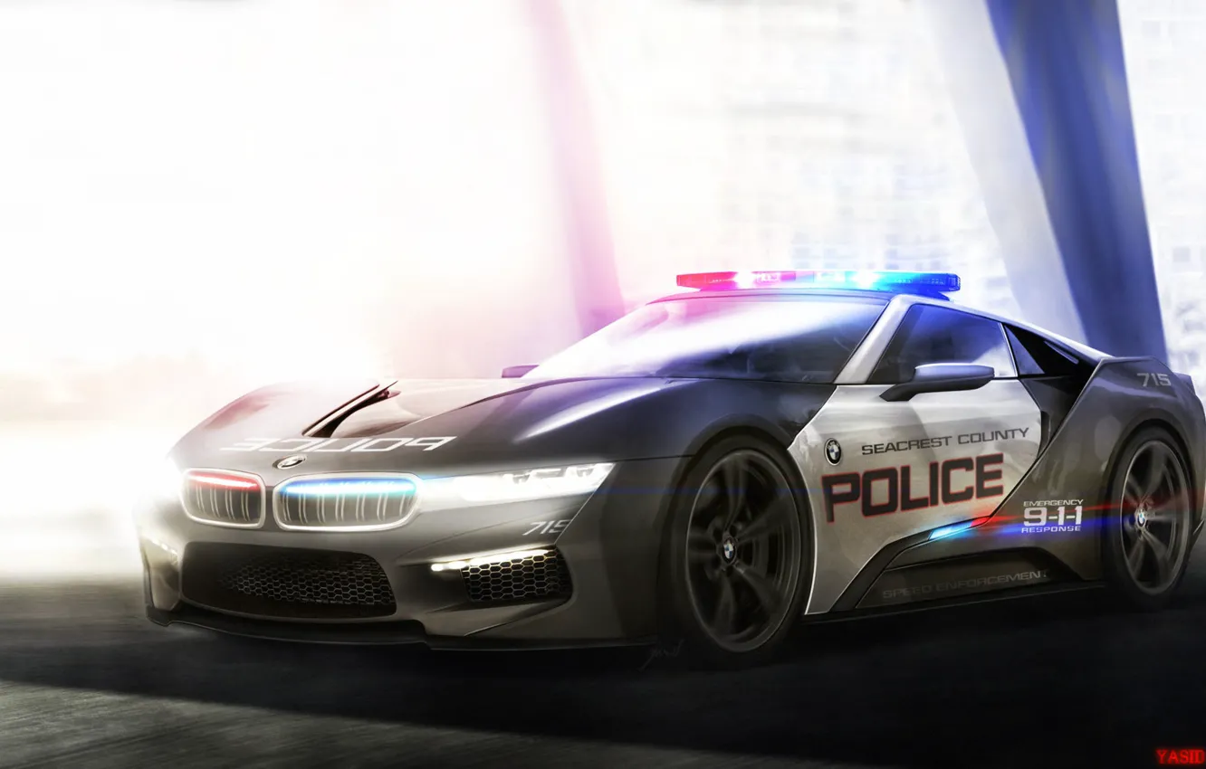 Фото обои Авто, Рисунок, concept, BMW, Полиция, Машины, Арт, Автомобили