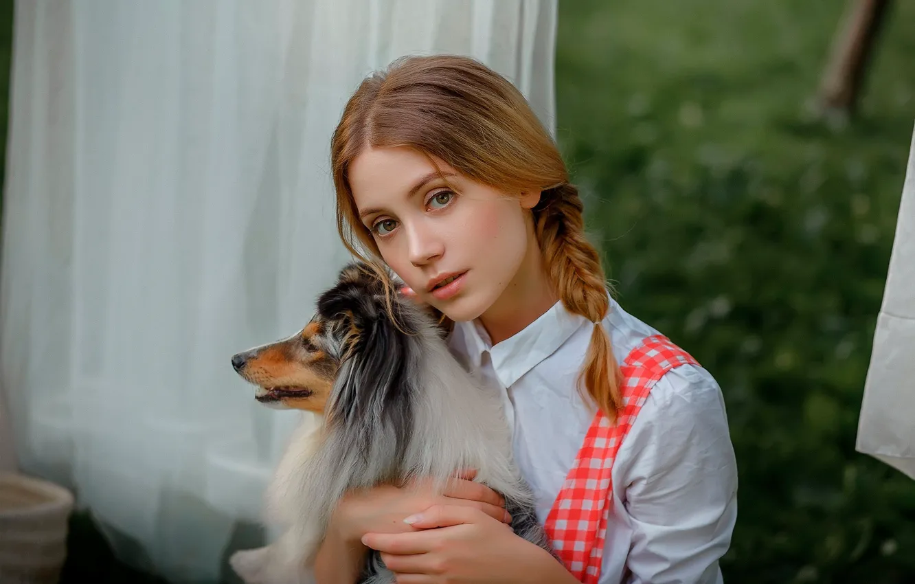 Фото обои взгляд, Девушка, собака, красивая, Ksenia Kokoreva, Настасья Паршина, Yuriy Zaharov