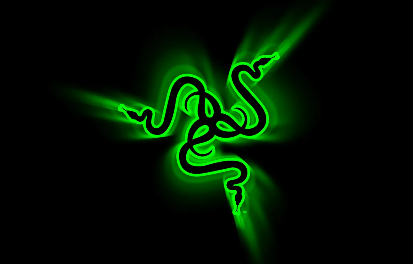 Фото обои зеленый, green, черный, логотип, black, razer