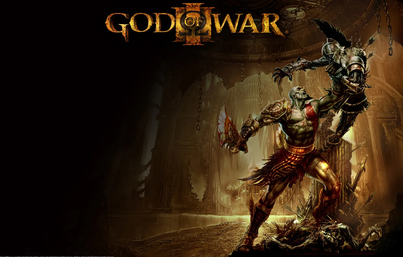Фото обои Игра, воин, арт, броня, битва, клинки, God of War, спартанец