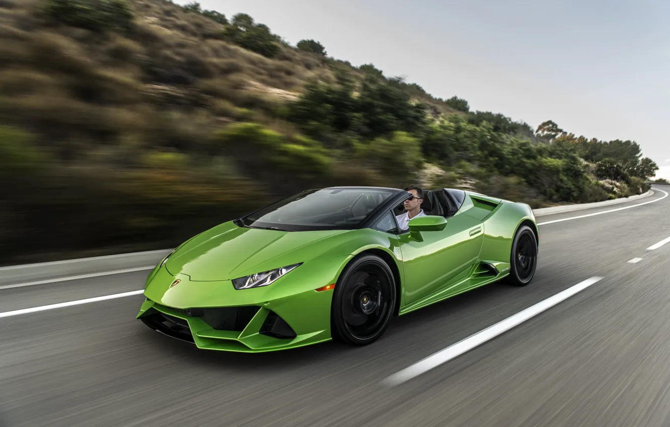 Фото обои скорость, Lamborghini, Spyder, Evo, Huracan, 2019, Huracan Evo, North America version
