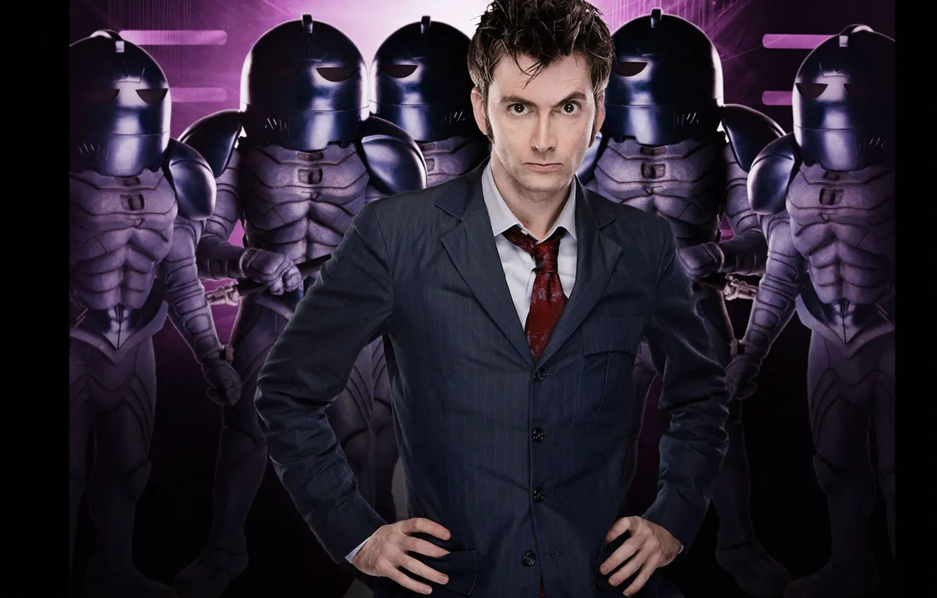 Фото обои взгляд, костюм, галстук, шлем, мужчина, броня, пришельцы, Doctor Who