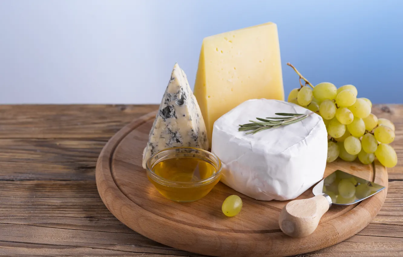 Фото обои сыр, виноград, мёд, дор блю, Cheese, сыр с плесенью, Dorblu, благородный сыр