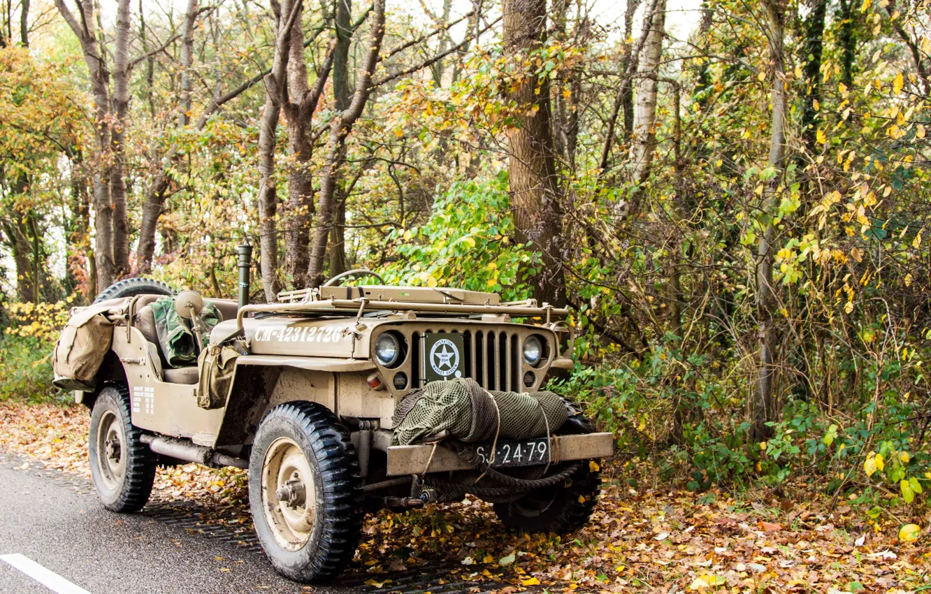 Фото обои войны, автомобиль, армейский, Jeep, повышенной, проходимости, мировой, Второй