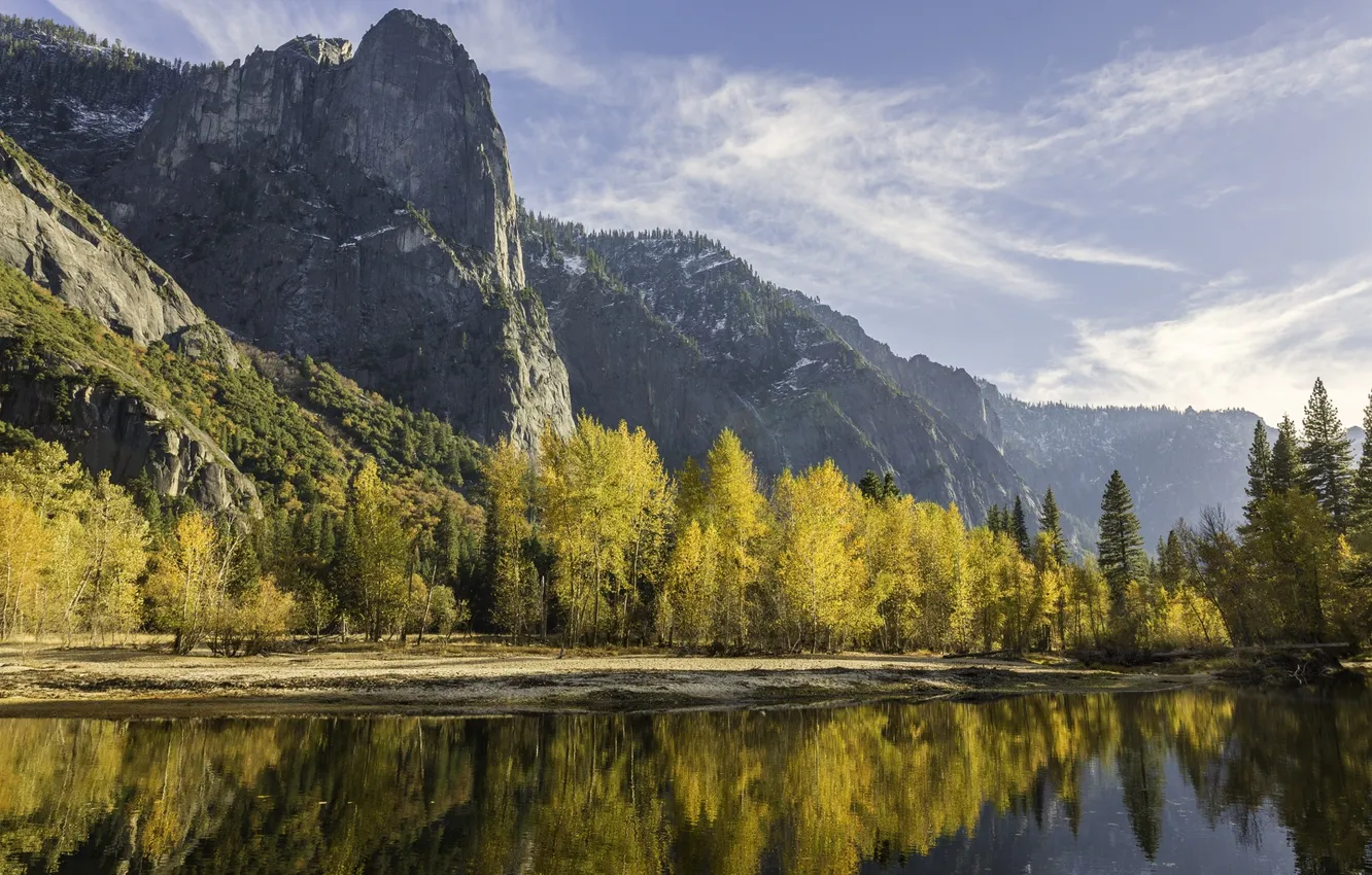 Фото обои осень, горы, природа, озеро