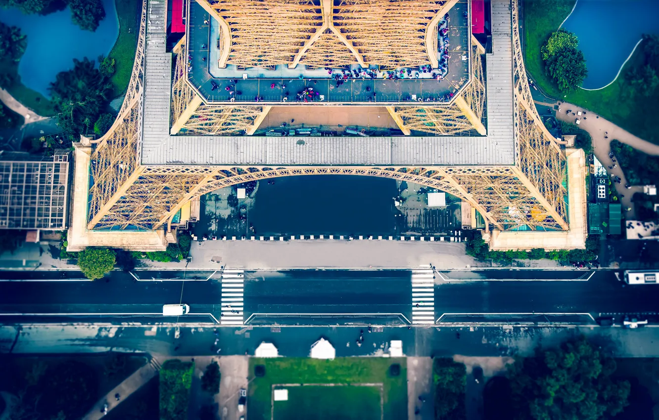 Фото обои Париж, вид, сверху, Эйфелева башня, photo, photographer, площадка, смотровая