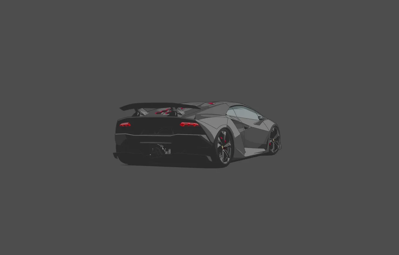 Фото обои Lamborghini, Car, Grey, Sesto Elemento, Rear, Minimalistic