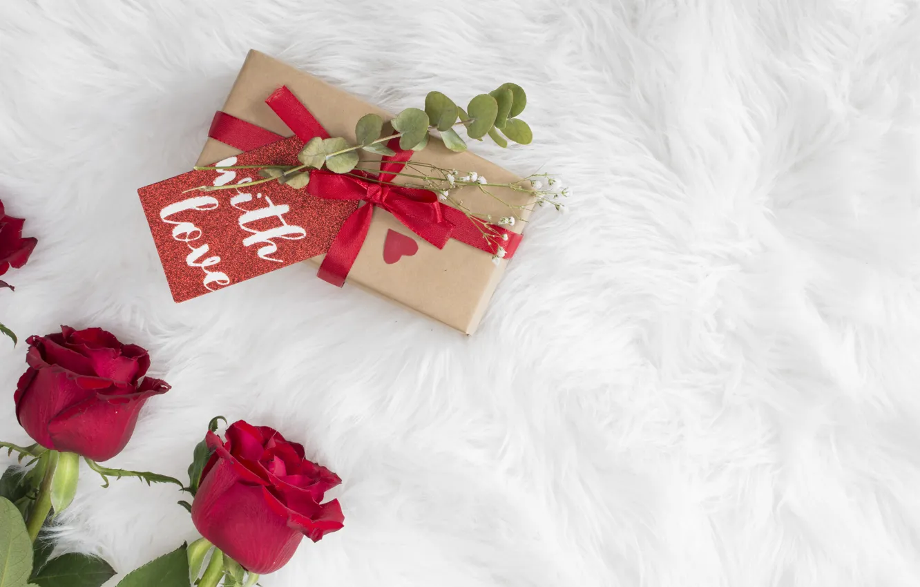 Фото обои подарок, Love, розы, букет, красные, сердечко, Gift