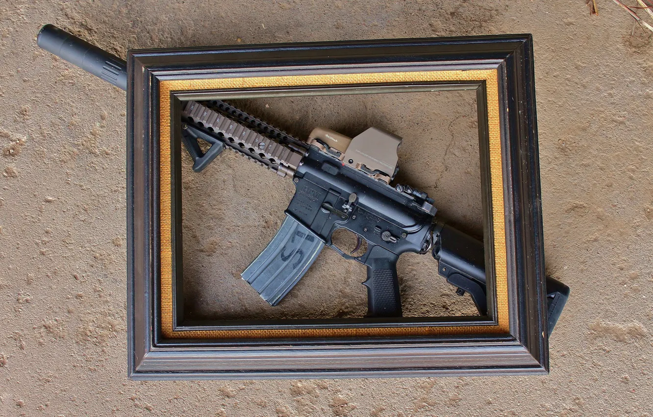 Фото обои оружие, рамка, винтовка, штурмовая, AR-15, BCM
