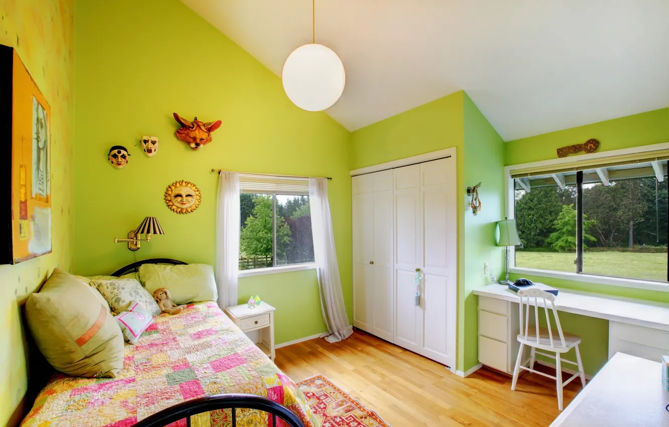 Фото обои комната, кровать, окно, Design, room, детская, Interior