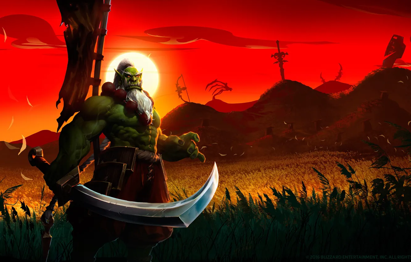 Фото обои Blizzard, Art, Orc, WarCraft, Mr--Jack, by Mr--Jack, World of WarCraft, Blademaster