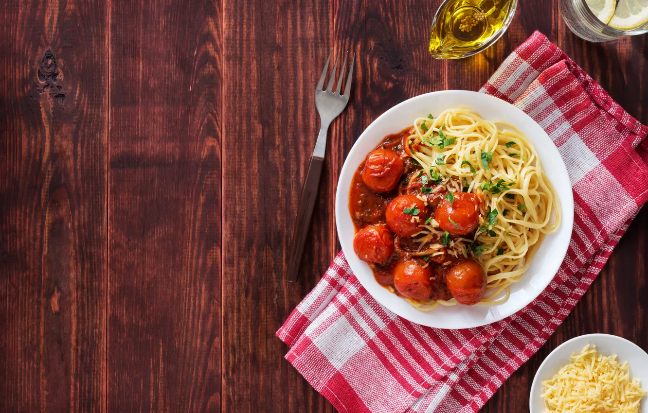 Фото обои еда, помидоры, спагетти, второе блюдо